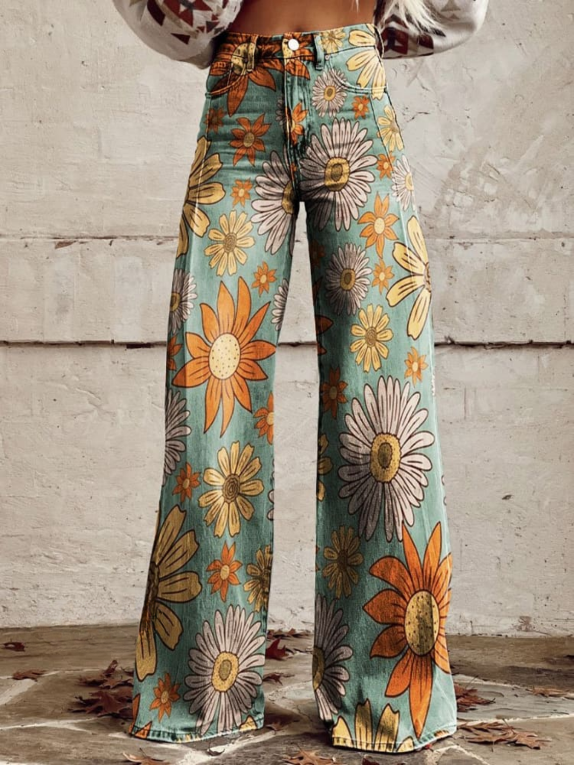 CIRILLA | Pantaloni Palazzo a Motivo Floreale Vintage