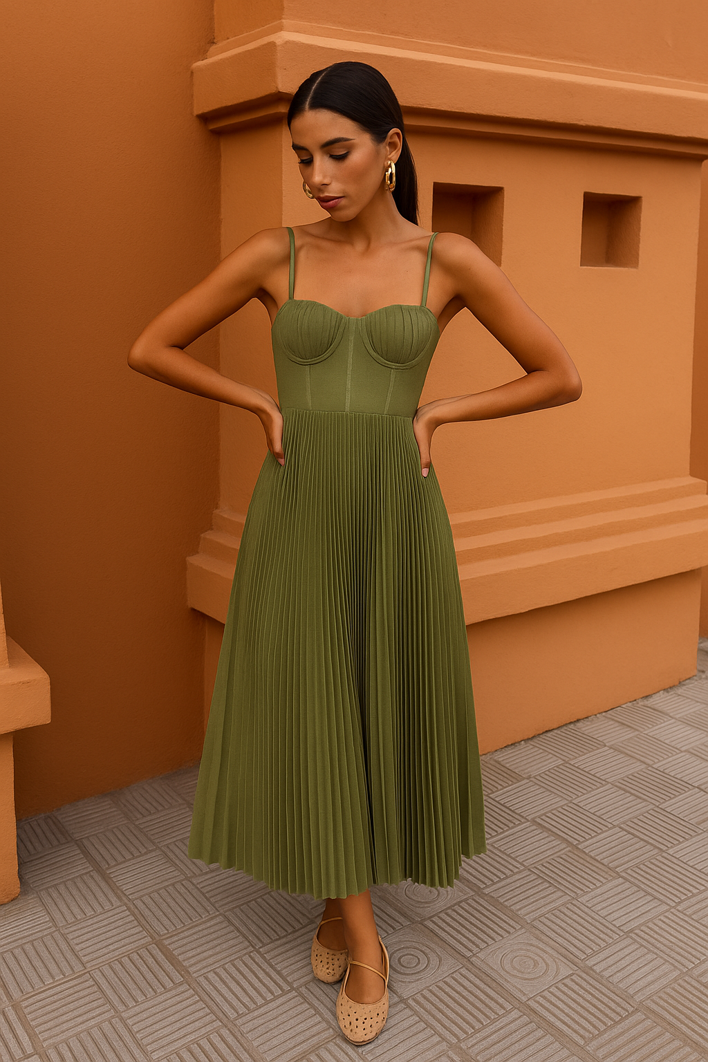Claudetta | Abito Midi Senza Maniche con Bustier
